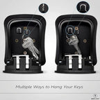 Iron Lock® Key Lock Box Wall Mount – Medium Waterproof Heavy-Duty Metal Safe with 4-Digit Combination for Outdoor Access, Home Entry, Office Security, Rentals & Airbnb Use (Black, Medium)