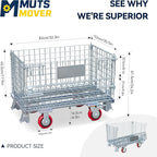 32"x20"x24" Heavy Duty Platform Truck with Cage, Foldable Flatbed Hand Truck Dolly with 4.7” Swivel Casters, 1500LBS Capacity Push Cart for Warehouse, Garage, Grocery, Laundry