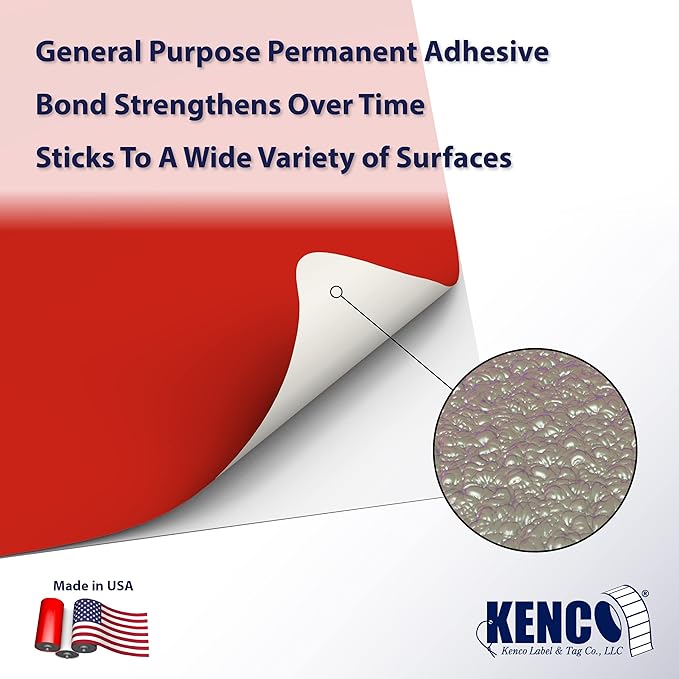 Kenco Color Coding 3 X 5 Rectangle Labels, Inventory Control Stickers 500 Labels Per Roll, Made in The USA (Red)