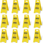 OrangeStar 12-Pack Caution Wet Floor Sign, 23.2” Double-Sided Bilingual Warning Signs for Commercial Use, Foldable A-Shaped Frame Safety Sign, Yellow
