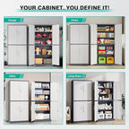 Metal Storage Cabinets with Doors and Shelves,71" Garage Storage Cabinet with Locking Doors,Tall Storage Cabinets with Lock for Home,Office,Gym,Bathroom,Kitchen