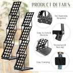 Tatuo 4 Pieces Foldable Magazine Rack Metal Catalog Literature Rack Portable 4 Pockets with Carrying Bag Brochure Stand Literature Display Holder Stand for Exhibition Trade Show
