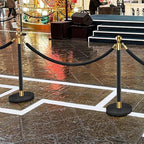 kaiyomi 6Pcs Stanchions with Black Velvet Ropes Set, 5 Feet Velvet Ropes and Posts Poles for Red Carpet Party Decoration and 360° Photo Booth (Golden & Black)