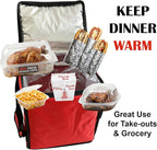 Food Warmer Red Box Carry Bag – Insulated & Heated Storage | Pro-Grade Construction with Handles | Maintains 115°F | Easy Flatten for Convenient Storage