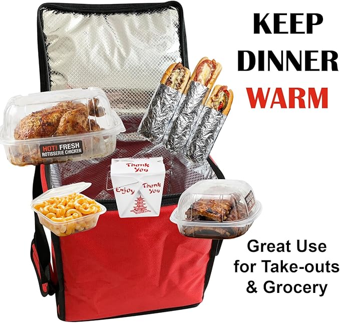 Food Warmer Red Box Carry Bag – Insulated & Heated Storage | Pro-Grade Construction with Handles | Maintains 115°F | Easy Flatten for Convenient Storage