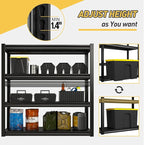 Raybee 40" W Garage Shelving Heavy Duty Storage Shelves 56.9" H Metal Shelving Heavy Duty Load 1600LBS Adjustable Metal Shelves for Storage for Pantry Kitchen 40" W x 19.1" D x 56.9" H 4 Pack