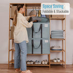 VENO 4 Pack Moving Bags and Large Christmas Storage Bins with lids. Alternative to Moving Boxes, Packing Supplies for College. Extra Large Heavy Duty Totes for Packaging (Light Blue Matte, 4 Pack)