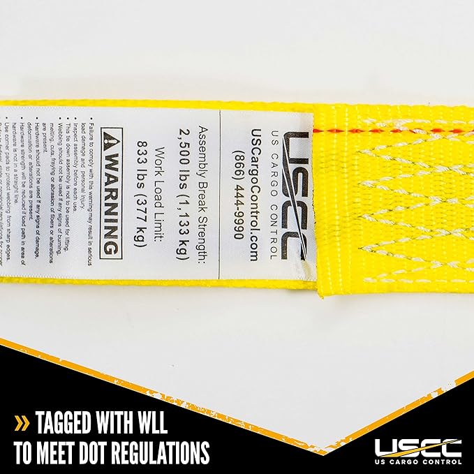 US Cargo Control E-Track Cam Buckle Straps (1000-Pack), 2 Inch x 12 Foot E Track Straps with Cam Buckle and Spring E-Fittings, 2,500 LBS Break Strength, Easy-to-Use Tiedowns in Vans and Trailers
