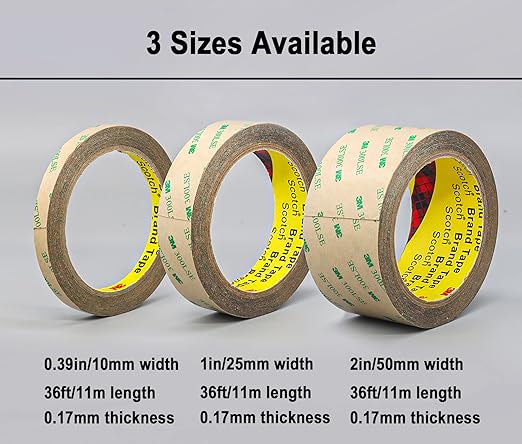 0.39in x 36ft 300LSE Double Sided Tape for Scrapbook, Heavy Duty Mounting Tape, Transparent Adhesive Sticky Tape for Picture Hanging Strips, Poster, LED Strips, Art Craft