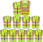 Safety Vest Reflective High Visibility with 5 Pockets ＆Zipper Class 2 Adult Unisex Construction Security Workwear