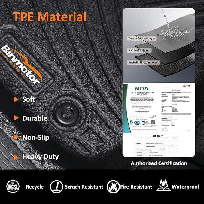 Binmotor-Floor Mats and Cargo Liner Set for 2024 2025 Mazda CX90/CX-90 PHEV，Fit 8 Passengers， All Weather Protection TPE Anti-Slip Automotive Full Set Floor Liners Custom CX 90 Accessories - Black
