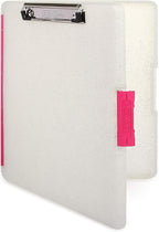 Dexas Slimcase 2 Plastic Clipboard with Storage and Side Opening, Natural Glitter Pink Binding, Office Supplies Clipboards to Organize, A4 Holder, Nursing Clipboards (Pack of 6)