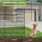 8 Panels No Dig Decorative Garden Fence for Yard, 48 in(H) X 21 ft(L) Animal Barrier Fencing for Outdoor Dog, Metal Portable Garden Fences for Borders, Pets, Landscape, Temporary Fence
