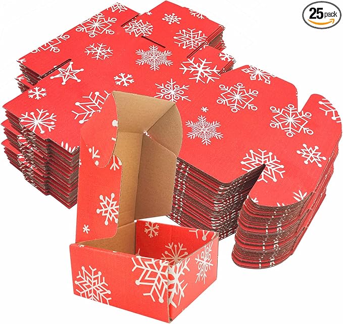 Green Recyclable Cardboard Small Gift Mailer Boxes for Shipping Packaging Craft Gifts Giving Products (Red and White, 4 x 4 x 2 Inch)