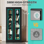 SISESOL Metal Storage Cabinet with Lock and Glass Doors,Glass Display Cabinet,67" Tall Black Storage Cabinets,Locking Curio Cabinets with 5 Shelves for Collectibles,Home,Office,Living Room