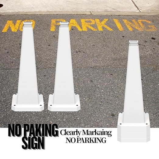 BESEA 3 Pack 28" Bright White Traffic Safety Cones with Weighted Base, High-Visibility Parking Cones for Driveways, Business Parking Lots, Garages, Indoor/Outdoor Use