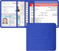 Car Insurance and Registration Holder, 5.5 x 5 Inch PU Leather Vehicle Glove Box Organizer Wallet Case for Insurance Card, Driver License, Paperwork - Blue