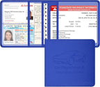 Car Insurance and Registration Holder, 5.5 x 5 Inch PU Leather Vehicle Glove Box Organizer Wallet Case for Insurance Card, Driver License, Paperwork - Blue