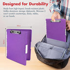Dexas Slimcase 2 Plastic Clipboard with Storage and Side Opening, Purple Glitter, Office Supplies Clipboards to Organize, Carry and Store, A4 Holder, Style and Functionality Nursing Clipboard