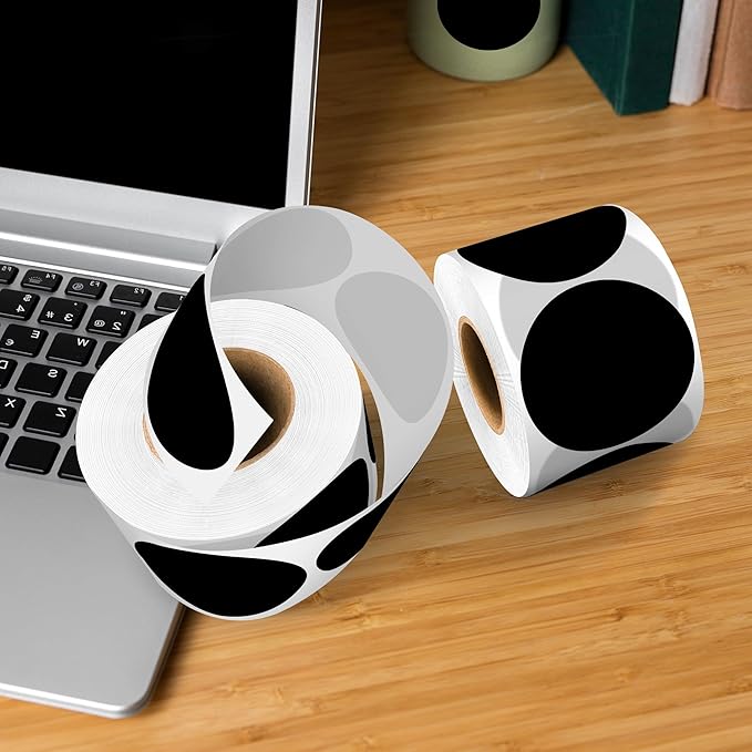 2-Inch Black Circle Sticker Labels,2000Pcs 4 Rolls,Multi-Purpose Round Coding Labels for Office,Inventory, Organizing