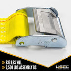 US Cargo Control E-Track Cam Buckle Straps (2-Pack), 2 Inch x 12 Foot E Track Straps with Cam Buckle and Spring E-Fittings, 2,500 LBS Break Strength, Easy-to-Use Tiedowns in Vans and Trailers