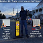 SmartSign Parking Lot Slippery When Icy Or Wet LotBoss Vertical Panel Sign Kit with Rubber Base, Double-Sided, 7.875" x 35.5" 3M Engineer Grade Reflective Parking Lot Sign, Plastic Frame, USA-Made