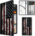 Car Registration and Insurance Holder,Leather Insurance License and Registration Card Holder for Car Glove Box, Auto Truck Document Holder Organizer for Men Women-Vintage American Flag