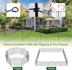 SUNLAX 5 Panels Garden Fence 10ft(L) x 24in(H) Fencing for Yard No Dig Animal Barrier Metal Dog Fence for Patio Outdoor Without Gate