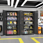 Greenvelly Metal Storage Cabinet with Lock, 72” Black Garage Storage Cabinet with Doors and Shelves, Tall Lockable File &Tool Cabinet for Home Office, Metal Classroom Cabinet Basement
