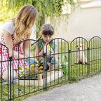 Metal Garden Fence 17in (H) x 10ft (L), 10 Panels + 11 Stakes Dog Fence Border Fence Animal Barrier, No Dig Garden Fencing for Yard Flower Bed Patio Outdoor, CTW1710 Black
