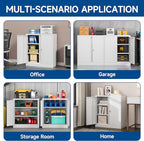 Metal Garage Storage Cabinet with Doors and Shelves，36" Metal Cabinet with Lock,Storage Cabinet for Office,Home,Garage,Gym,School and Tool Rooms-White(Required-Assembly)