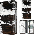 Premium Car Registration and Insurance Card Holder, Cute PU Leather Car Document Holder, Vehicle Glove Box Car Organizer with Magnetic Closure for Driver License, Cards Brown White Cowhide