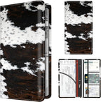 Premium Car Registration and Insurance Card Holder, Cute PU Leather Car Document Holder, Vehicle Glove Box Car Organizer with Magnetic Closure for Driver License, Cards Brown White Cowhide