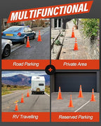 RoadHero 18 Inch 6 Pack Collapsible Traffic Safety Cones, Multi Purpose Pop-up Cones with Reflective Collar for Road Safety, Orange Cones for Driving Training, Parking Lots