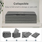 Medium 15" 21 Quart Collapsible Stackable Storage Bins with Lids, 1 Pack Gray Foldable Fabric Closet Storage Boxes with Lids, 4 Handles Heavy-duty Linen Cube Baskets for Bedroom