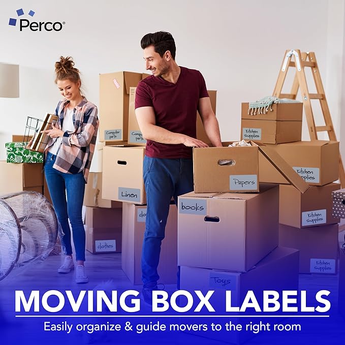 Perco Grey 3x5 Inch Perforated Sticker Labels — 150 Stickers Per Roll — with Permanent Adhesive for Inventory Management, Color Coding, Moving Boxes, Retail, Organizing, Crafting & More — Made in USA