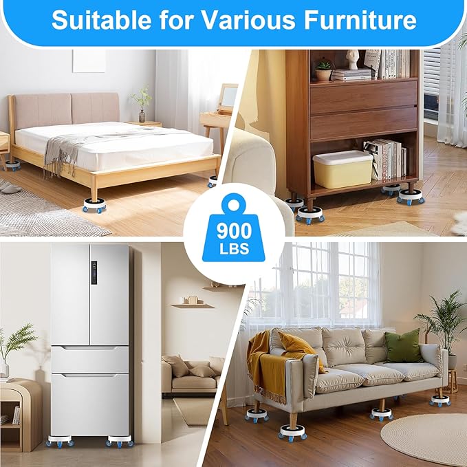New Upgrade Furniture Movers with Wheels: Furniture Sliders with 360° Rotatable Wheels - Furniture Dolly for Moving Heavy Duty Sofa Bed - Load Capacity Up to 750lb