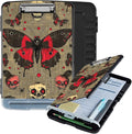 Clipboard with Storage Box & Pen Holder,Heavy Duty Clip Boards 8.5x11 for Nursing,High Capacity,School & Office Supplies,Skull Butterfly Gothic