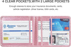 Car Registration and Insurance Holder, Leather Registration and Insurance Card Holder, Vehicle Glove Box Organizer - For Documents, Cards, License (Bling Rose Gold)