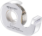 Amazon Basics Double Sided Refillable Permanent Tape with Dispenser, Narrow Width, 1/2 x 252 inches, 3-Pack, Translucence