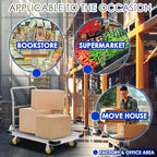 Platform Truck Heavy Duty Push Cart Dolly with 6'' Wheels 2000 LBS Capacity Steel Large Flatbed Cart Foldable Platform Dolly for Groceries, Garage, Warehouse, Equipment (36" X 24")