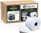 Receipt Paper Roll 3 1/8 x 230 for Square Register and Square POS System connected to Star Micronics Thermal Printer (Pack 12 rolls)