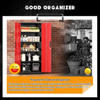Greenvelly Metal Garage Storage Cabinet with Lock, 72" Metal Storage Cabinet with 2Doors and 4Adjustable Shelves, for Home Office, School,Gym (Black&Red)