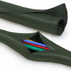 Split Braided Cable Sleeve，Flexible Wire Loom Tubing, Automotive Cord Protector Pet Proof, Cable Management for Computer TV Electric Wires Harness 16ft (Dark Green, 19mm（3/4")