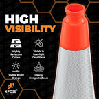 Xpose Safety 28 Inch Orange Slim Line Traffic Cones with 6" & 4" Collars, 6 Pack Multipurpose PVC Plastic Safety Cone for Parking, Soccer, Caution, Kids and Construction - DOT Approved