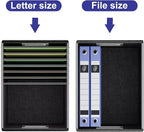 Huolewa Portable Leather File Organizer Boxes with Lids, Collapsible File Folder Organizer Boxes, Decorative Small Filing File Cabinet for Home/Office, Easily Store Documents/Hanging File Folders