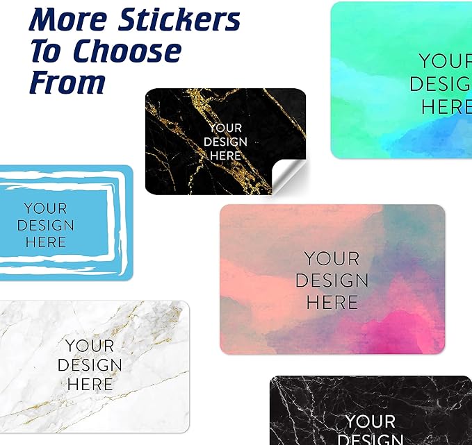 100 Custom Vinyl Stickers - Upload Your own Image, Text, Design, Logo - Personalized Logo Labels for Handmade, Packaging, Bottle, Jars, Candle, Brand Stickers (Black Gold Marble, 3x2)