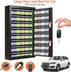 200 Keys Dual Lock Key Cabinet, Anti-Theft Key Lock Box with Key Tags, Adjustable Key Organizer Wall Safe for Car Office House Garage Rental Business