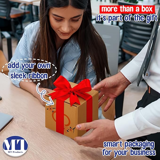 MT Products Custom Printed Kraft Cardboard Shipping Boxes 7" x 7" x 7" - Personalized Mailing Boxes and for Gifting