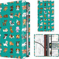 Premium Car Registration and Insurance Card Holder, Cute PU Leather Car Document Holder, Vehicle Glove Box Car Organizer with Magnetic Closure for Driver License, Cards Colorful Cute Dogs